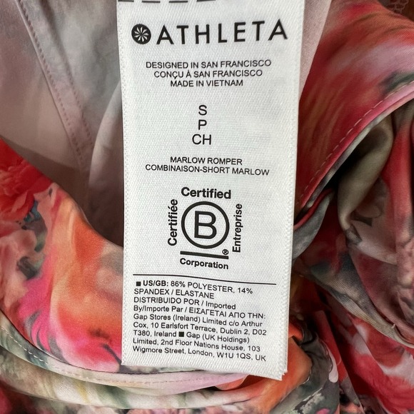 Athleta Womens Small Renewed Bloom Marlow Romper Tie Waist 4" Inseam #845942 - Picture 6 of 6